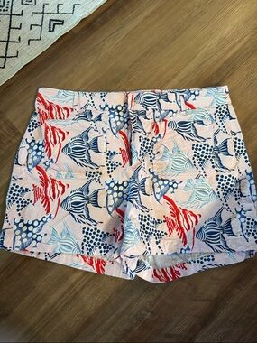 LOFT Pink Shorts with Blue & Red Fish Print